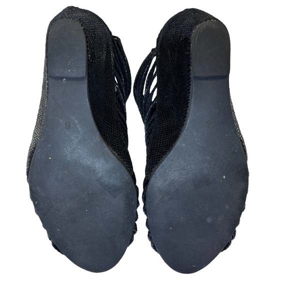 Jeffrey Campbell Ibiza Last Black snake embossed Leather Wedge shoes W Size 6 - Picture 14 of 16